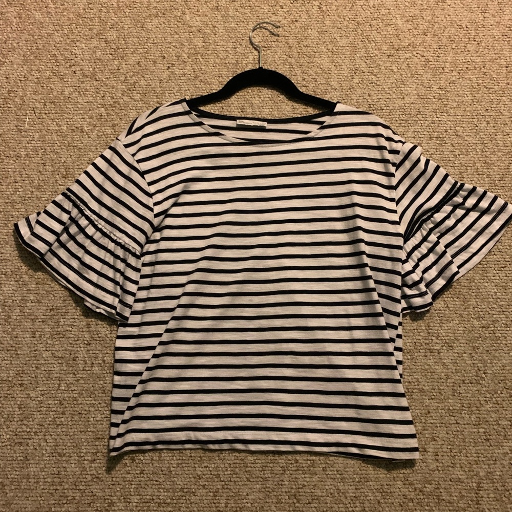Navy and White Striped Shirt from Zara Paris